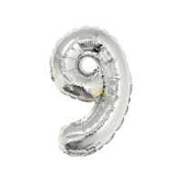 SILVER FESTA BALAO METALIZADO C/ CANUDO 16 " PRATEADO NUMERO - 9