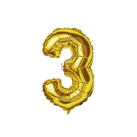 SILVER FESTA BALAO METALIZADO C/ CANUDO 16 DOURADO NUMERO - 3