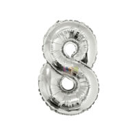 SILVER FESTA BALAO METALIZADO C/ CANUDO 16 " PRATEADO NUMERO - 8