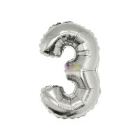 SILVER FESTA BALAO METALIZADO C/ CANUDO 16 " PRATEADO NUMERO - 3