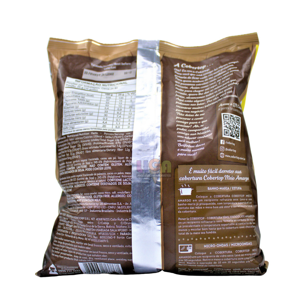 COBERTOP GOTAS CHOCOLATE MEIO AMARGO FRAC. 1,01KG - Imagem 2